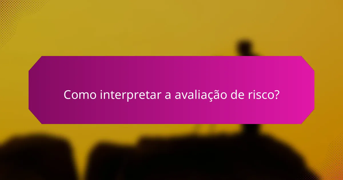 Como interpretar a avaliação de risco?
