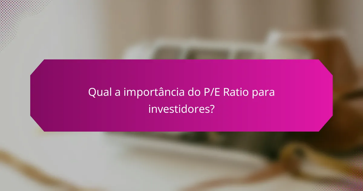 Qual a importância do P/E Ratio para investidores?