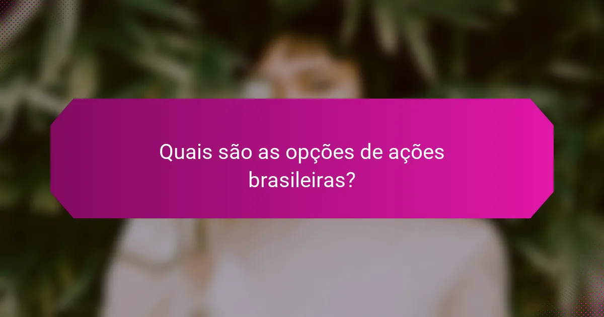 Quais são as opções de ações brasileiras?
